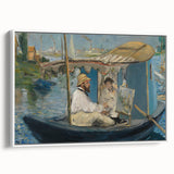Vintage poster art of Edouard Manet's painting on framed canvas, featuring black and colorful tones.