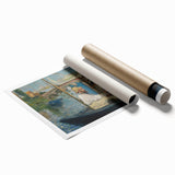 Extra large rolled print featuring Edouard Manet's floral art in soft pastel colors, ideal for classy bathroom wall art.