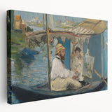 Edouard Manet-inspired wall art on stretched canvas featuring detailed, realistic figures in a café setting.