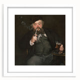 Abstract art print of Edouard Manet's design in a white frame with mat, featuring muted earth tones.