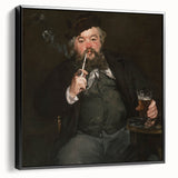 Black and white framed canvas featuring a vintage poster art style landscape painting, ideal for bedroom wall decor.