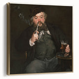 Framed canvas featuring a landscape painting by Edouard Manet in black and gold tones, suitable as wall art for bedroom.