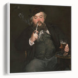 Vintage poster art of Edouard Manet's design on framed canvas, featuring a mix of black and colorful elements.