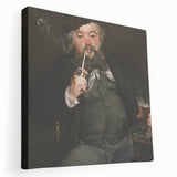Side view of an Edouard Manet canvas showing a classical painting, with rich, dark color tones, ideal for kitchen wall art.