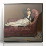 Mid-century modernist art by Edouard Manet, featuring muted tones in a silver-framed acrylic, ideal for nursery wall art.