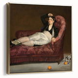 Framed canvas featuring Edouard Manet's landscape painting in muted earth tones, ideal for bedroom wall art.