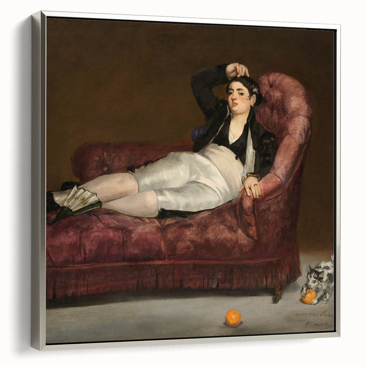Framed canvas of a vintage-style landscape painting featuring colorful art on a black background.