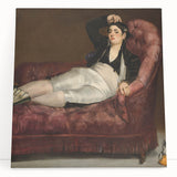 Black and white print of Edouard Manet's artwork on stretched canvas, suitable as kitchen wall art or bedroom decor.