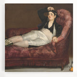 Black and white print of Édouard Manet's painting on large stretched canvas, suited for kitchen art.