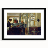 Extra large wall art featuring a colorful, textured abstract print by Édouard Manet in a black frame.