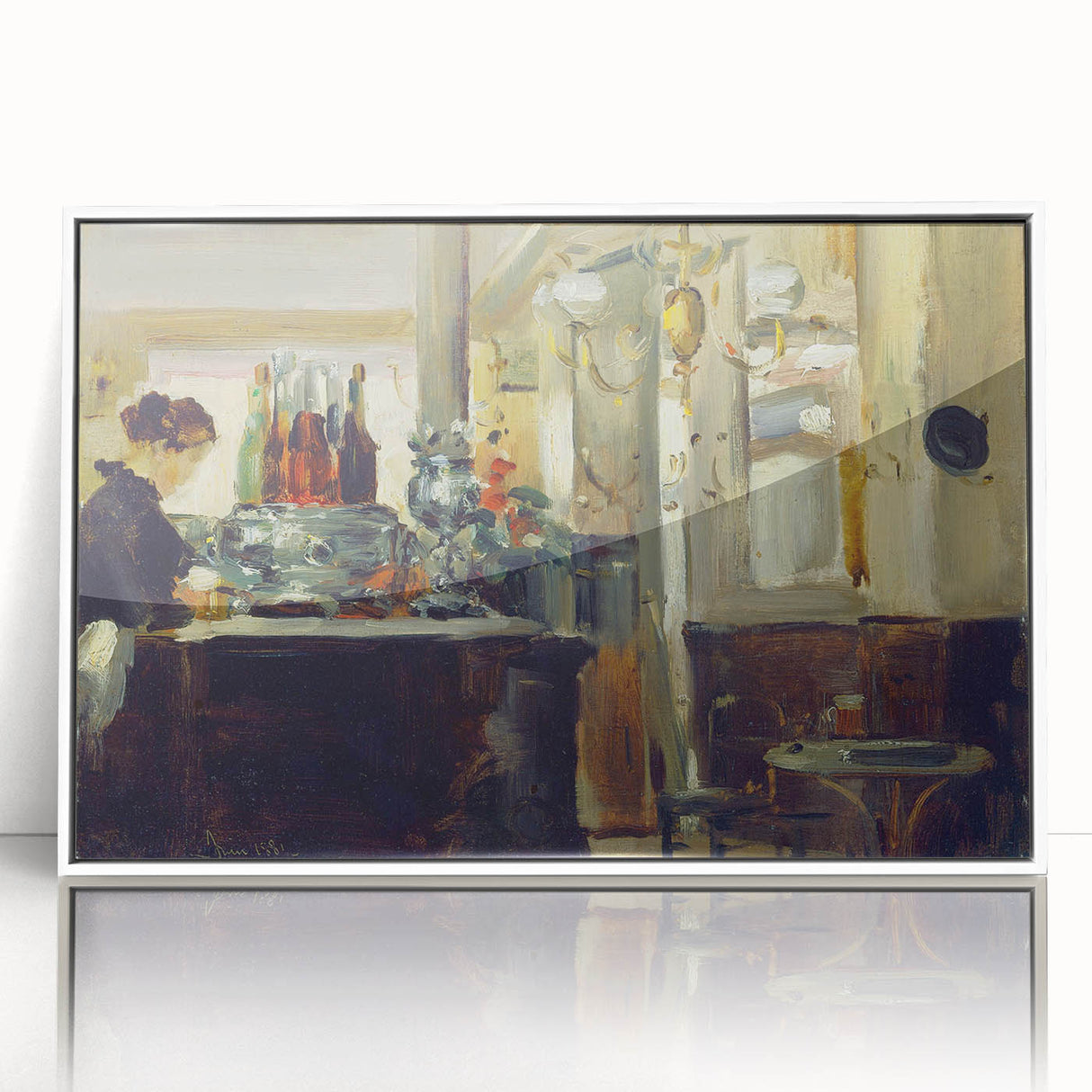 Modern art wall decor featuring an Edouard Manet acrylic print in a white frame, ideal for nursery wall art.