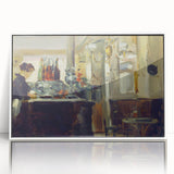 Modern art wall decor featuring an Edouard Manet acrylic print in a white frame, ideal for nursery wall art.