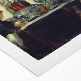 Art deco poster featuring a monochrome Edouard Manet design on rolled canvas, suitable for dining room or bathroom.