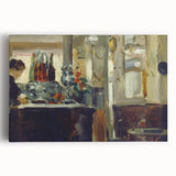 Black and white print of Edouard Manet's artwork on stretched canvas, suitable for kitchen art.