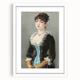 Abstract art print of Edouard Manet's work in muted tones on a white-framed canvas.