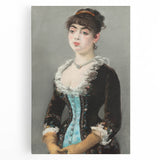 Large black and white print of Edouard Manet's artwork on stretched canvas, ideal for kitchen wall art.
