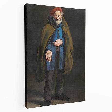 Side view of an Edouard Manet-inspired stretched canvas featuring a realistic urban scene in muted earth tones.