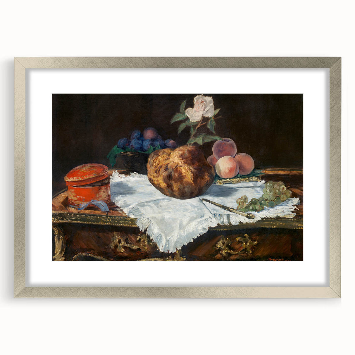 Textured abstract art print featuring neutral and earth tones on a framed canvas, suitable for bedroom decor.