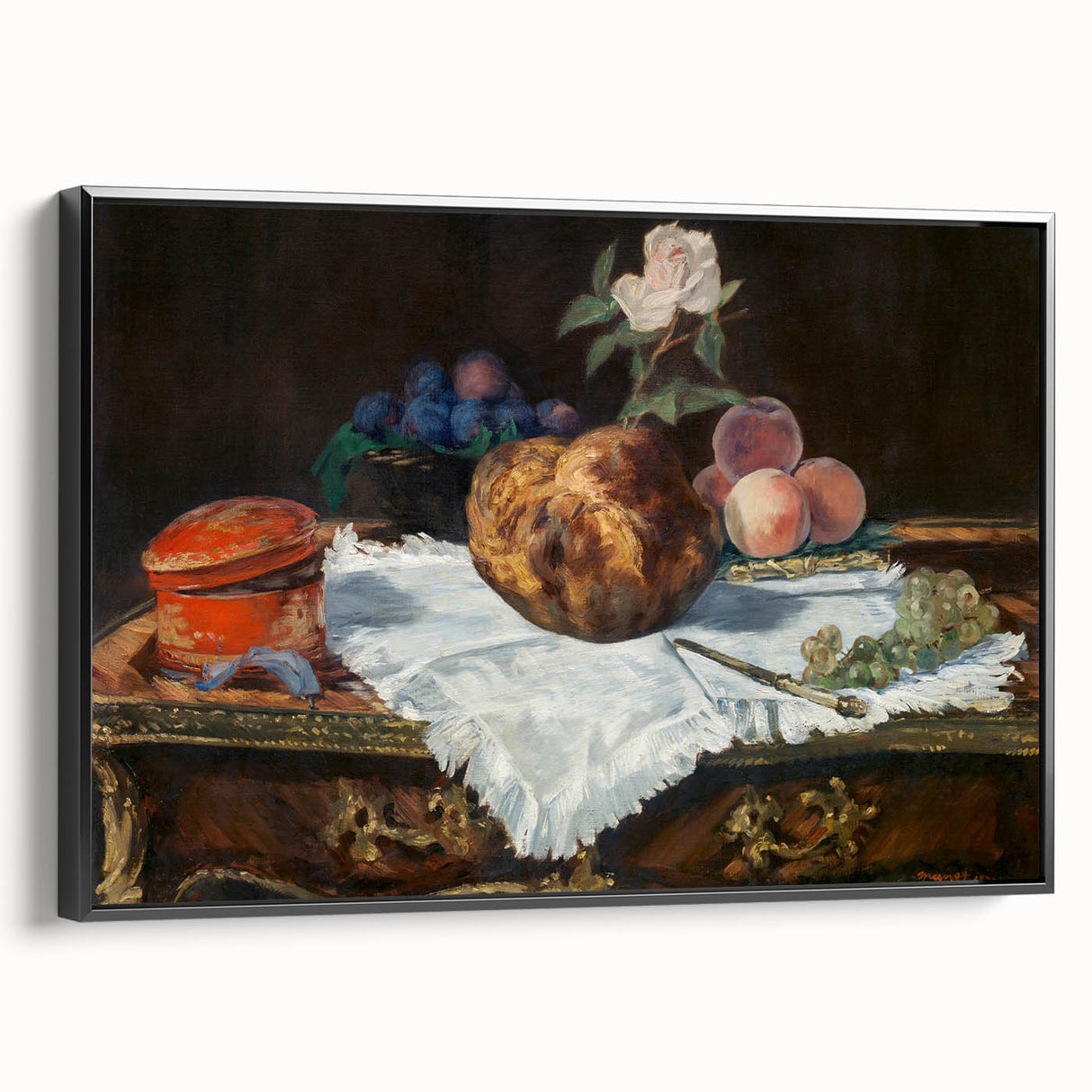 Black and white framed canvas of Edouard Manet's landscape painting, ideal for bedroom wall art.