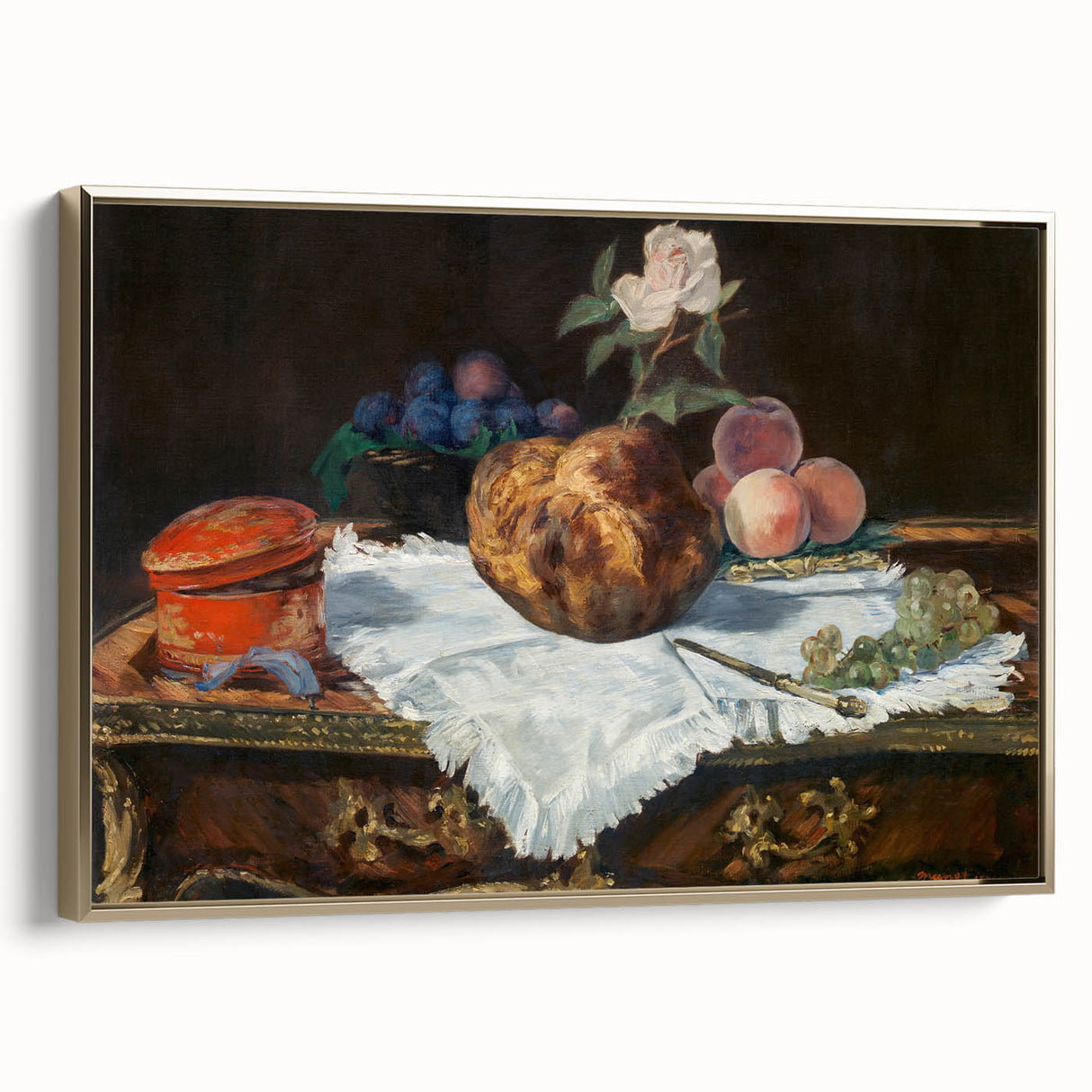 Edouard Manet landscape painting on framed canvas, featuring muted earth tones, ideal for bedroom wall art.