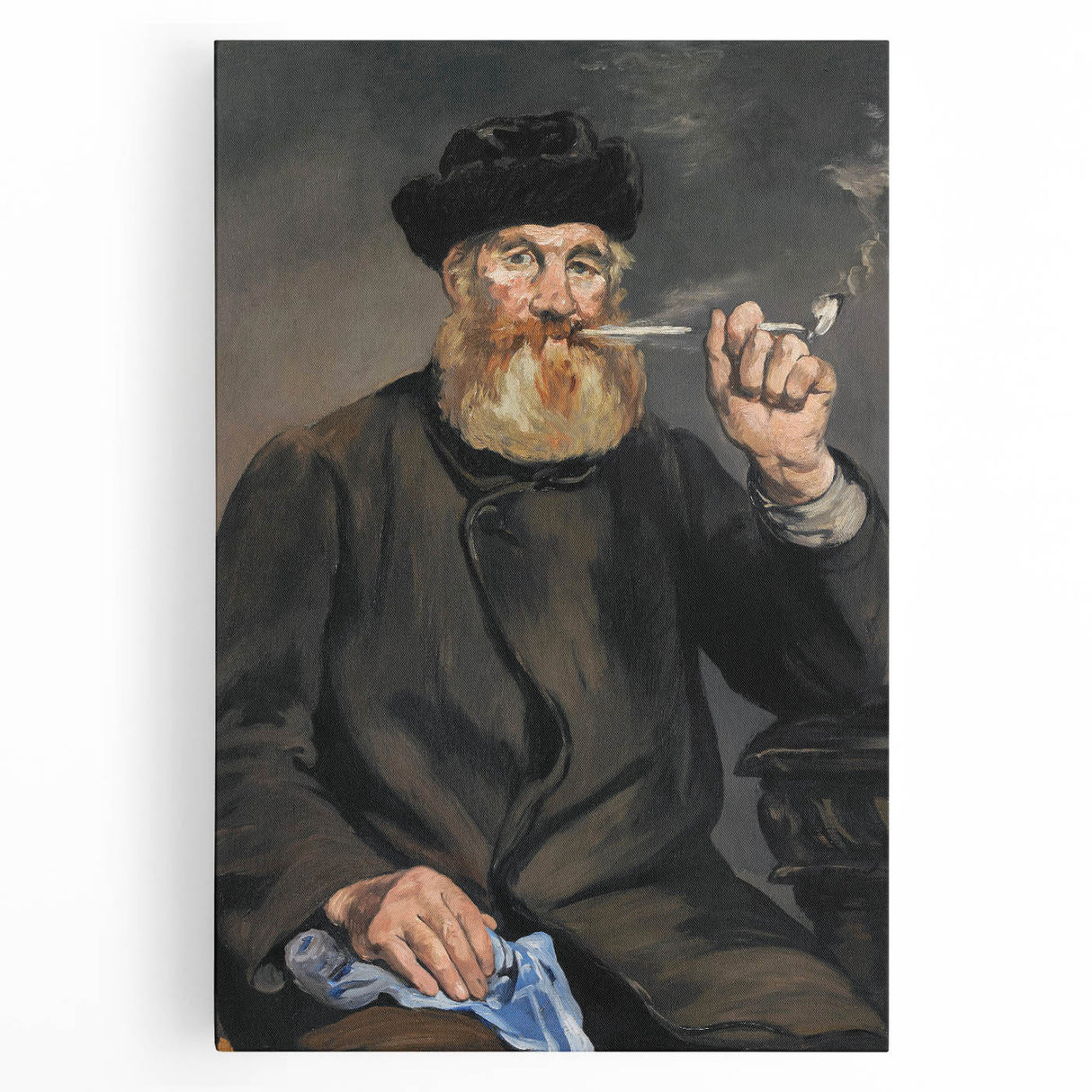 Black and white print of Edouard Manet's artwork on stretched canvas, suitable for kitchen wall art.
