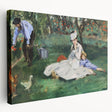 Side view of a stretched canvas featuring Edouard Manet's impressionist painting, ideal for kitchen wall art.