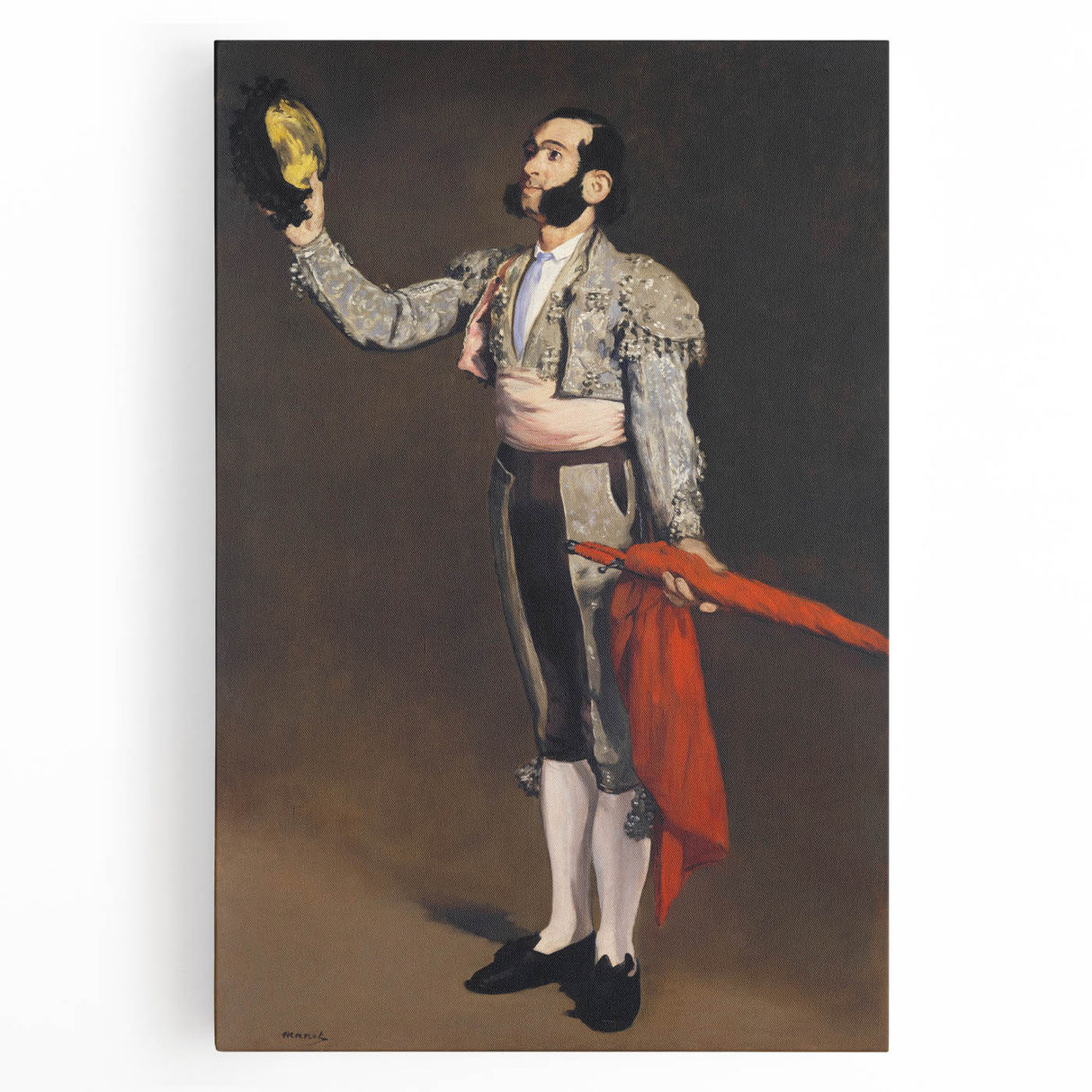 Black and white print of Edouard Manet's artwork on stretched canvas, ideal for kitchen wall art.