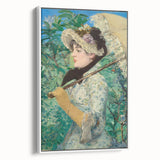 Vintage poster art of a colorful Edouard Manet painting, framed canvas in black, ideal for living room decor.