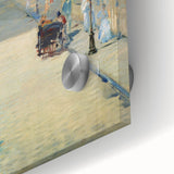 Close-up of an Edouard Manet acrylic print featuring abstract forms in muted colors, ideal for dining room art.