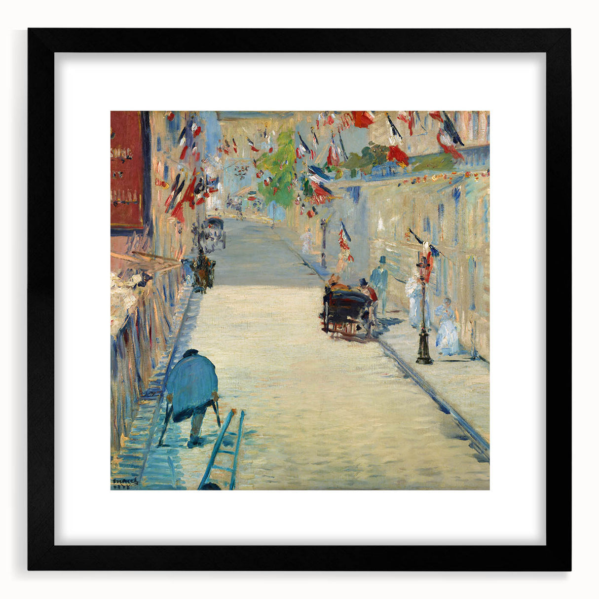Extra large abstract art print featuring vibrant, textured colors on a black framed canvas, ideal for living room decor.