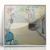 Acrylic print of Edouard Manet's art, featuring muted earth tones in a white frame, ideal for modern art wall decor.