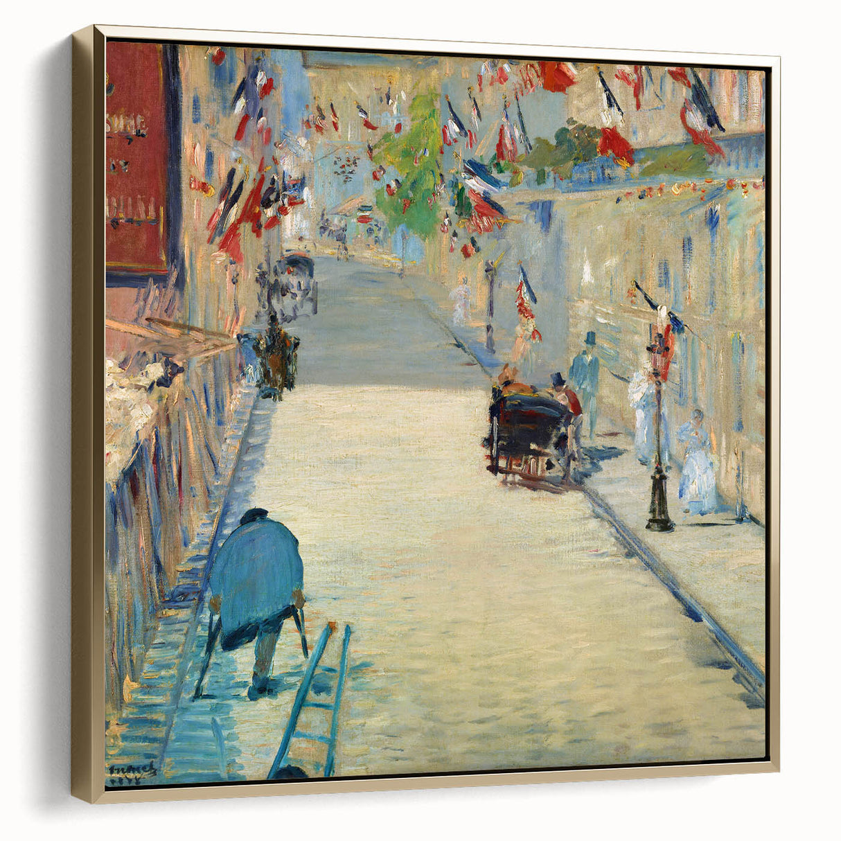 Vintage poster art of a black landscape painting on framed canvas, ideal for bedroom wall decor.