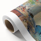 Art Deco style poster of a colorful abstract design on rolled canvas, ideal for nursery wall art or dining room ambiance.