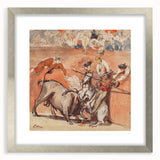 Textured art print by Édouard Manet in a silver frame, featuring abstract brushstrokes in muted earth tones.