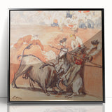 Large abstract wall art by Edouard Manet in a black frame, featuring mid-century modernist style with muted colors.