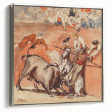 Landscape art painting featuring a colorful vintage poster design on a black framed canvas, ideal for living room decor.