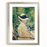 Textured art print of Edouard Manet's work in silver frame, featuring abstract forms in muted colors, ideal for bedroom art.