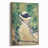 Vintage poster art of a landscape painting in gold frame, featuring muted earth tones, ideal for bedroom wall decor.