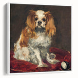 Vintage poster art of Edouard Manet's painting on a white framed canvas, featuring colorful artwork.