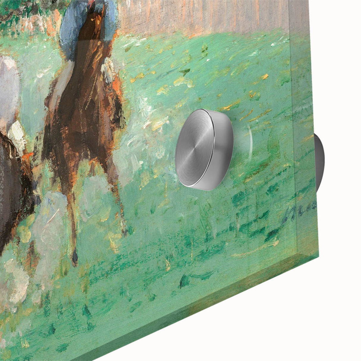 Mid-century modernist art by Edouard Manet, featuring abstract forms in muted tones on acrylic glass.