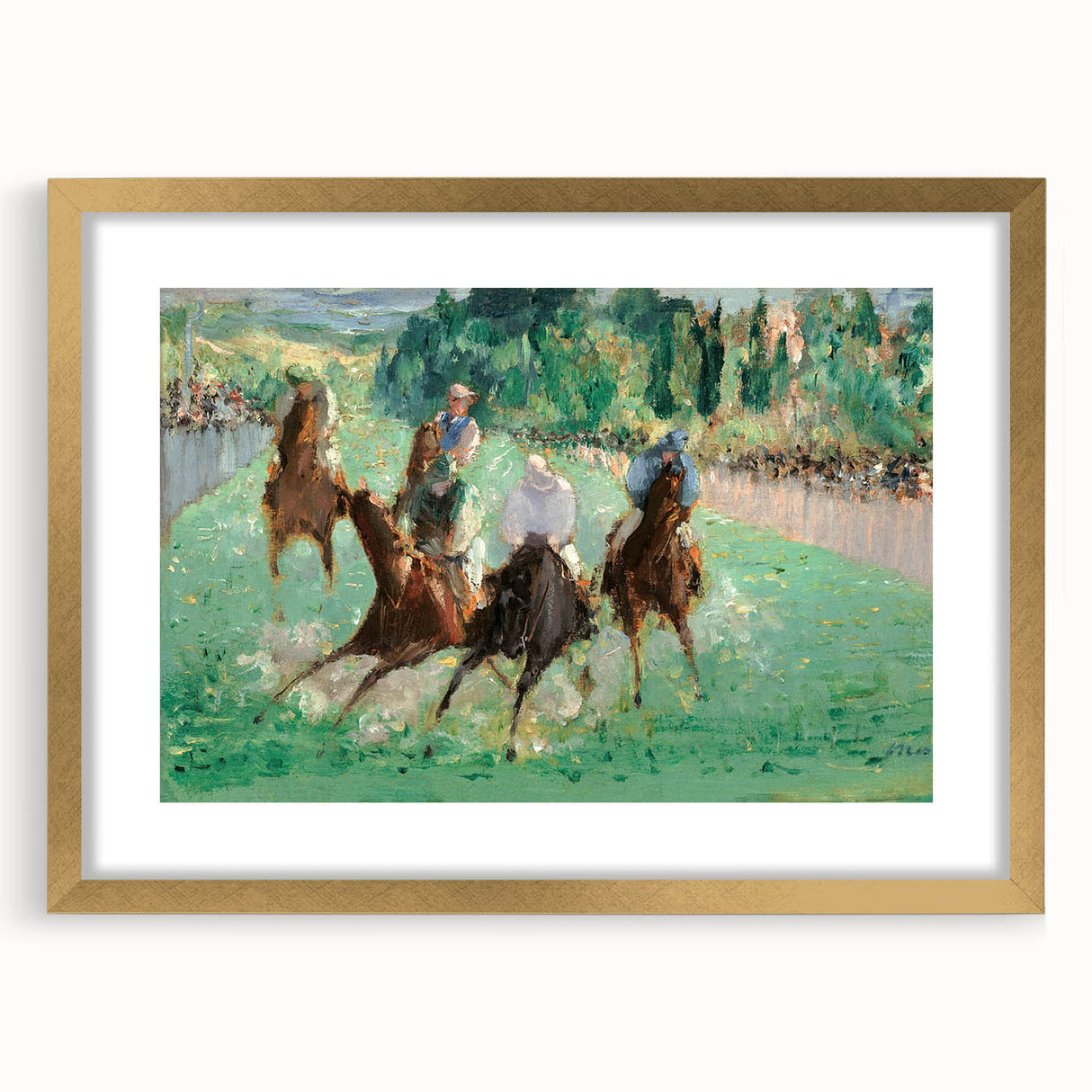 Extra large framed gold wall art featuring an abstract design with textured brush strokes in earth tones.