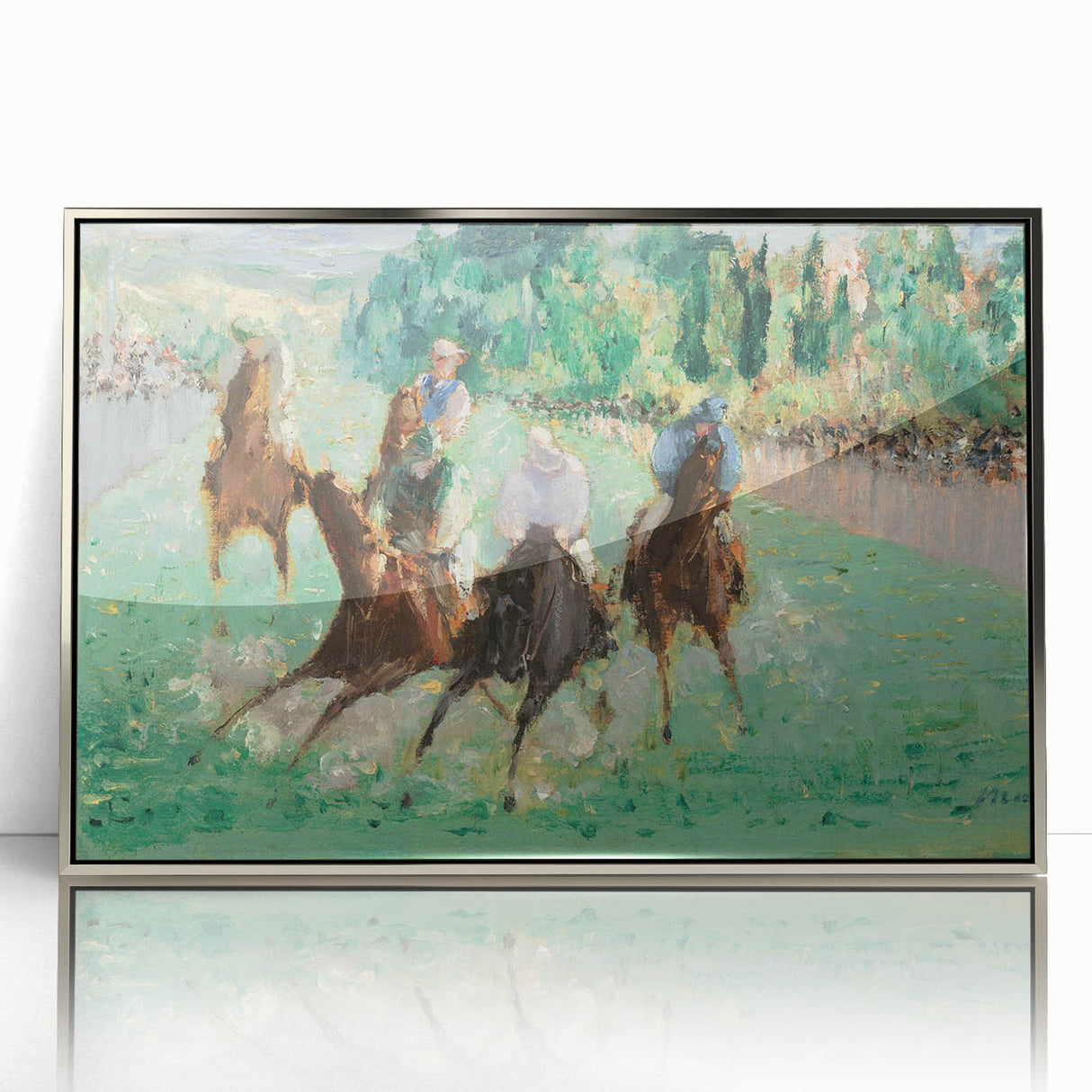 Mid-century modernist art by Edouard Manet, featuring muted colors on a framed acrylic, ideal for nursery wall art.