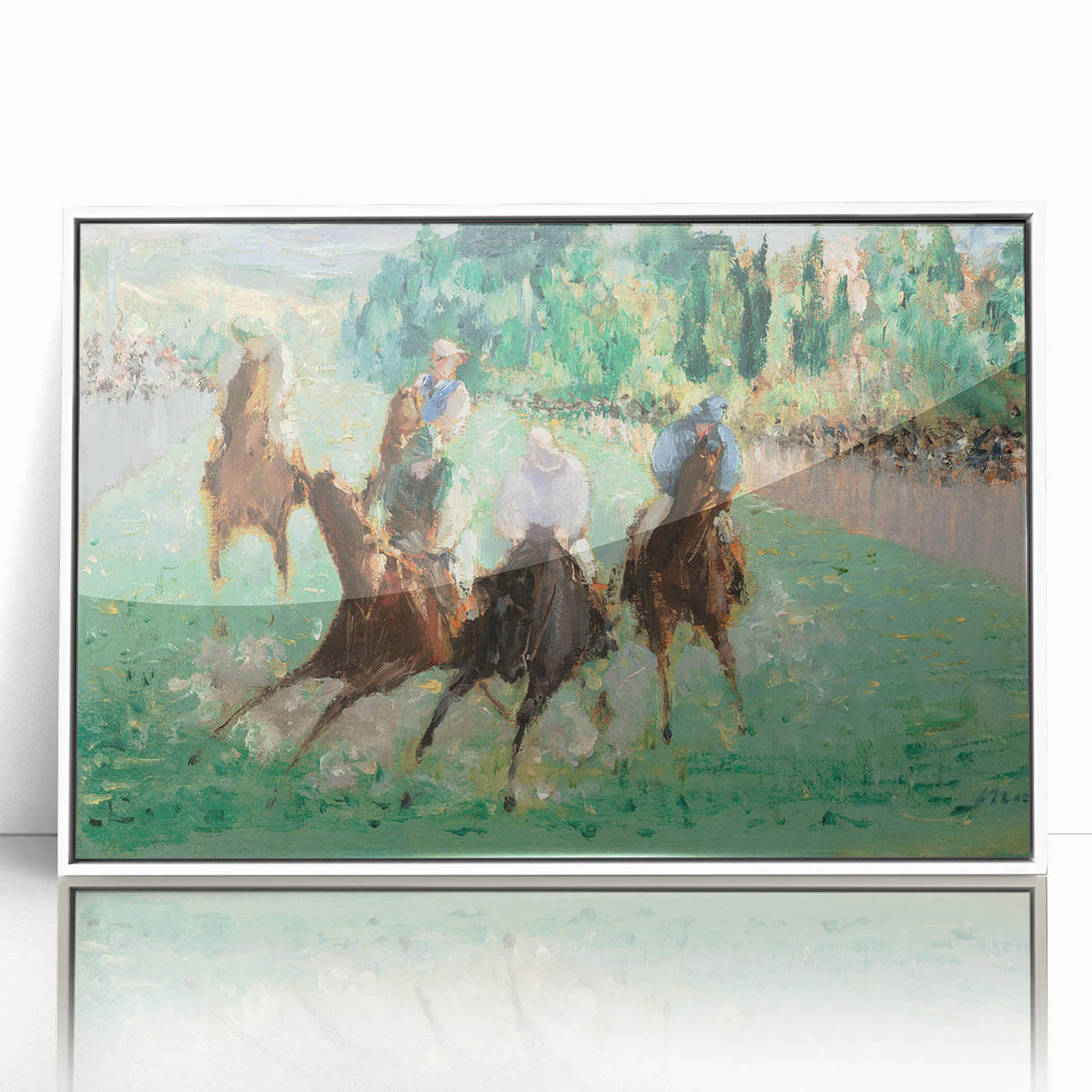Edouard Manet artwork in art deco style, featuring muted tones on white framed acrylic, ideal for modern nursery decor.