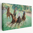 Side view of an Edouard Manet-themed stretched canvas depicting a Parisian street scene in muted earth tones.