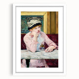 Abstract art print of a white-framed Edouard Manet design with vibrant color splashes, ideal for dining room decor.
