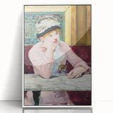 Art deco poster featuring Edouard Manet's paintings, in a white acrylic frame, suitable for modern art wall decor or nursery.