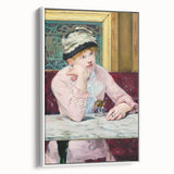 Vintage poster art of a colorful Edouard Manet painting on a large framed canvas, ideal for living room decor.