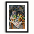 Extra large abstract art print of a colorful, textured depiction of fruit on canvas, framed in black.