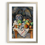 Textured abstract art print of a Paul Cézanne design in muted colors on a framed canvas, ideal for bedroom art.