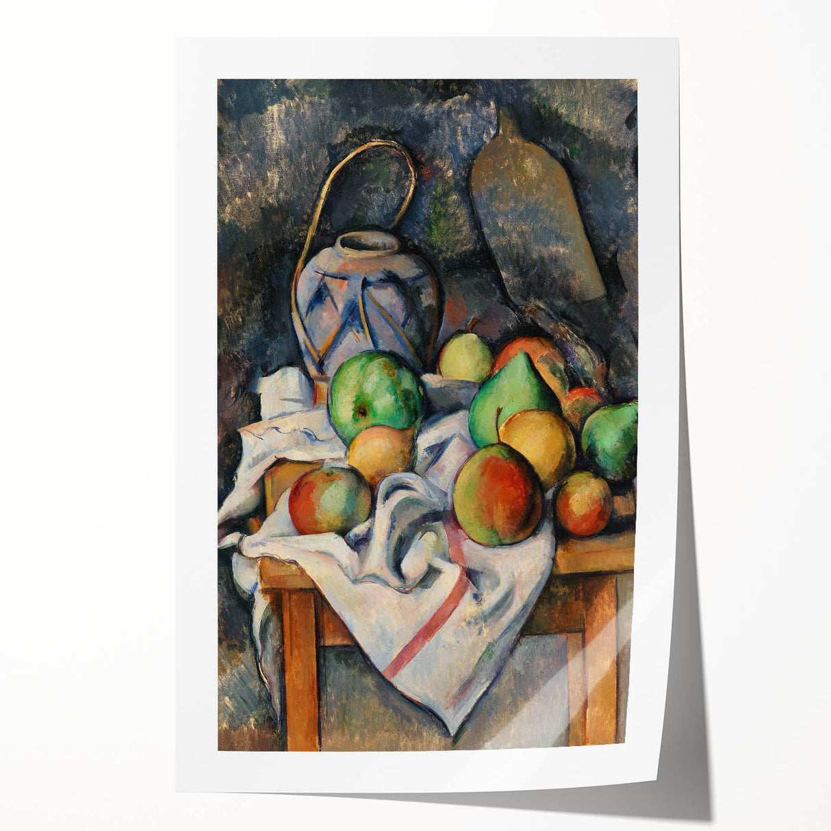 Paul Cézanne floral art on rolled canvas, featuring soft pastel tones.